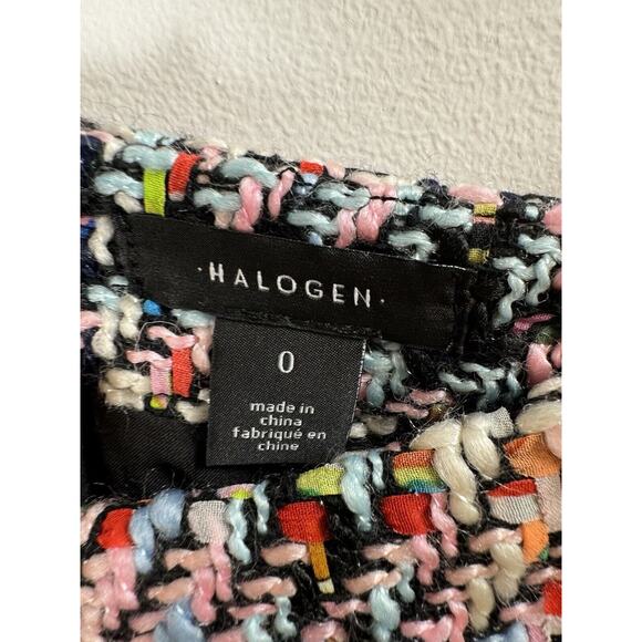 Halogen Colorful Rainbow Tweed Preppy Old Money Demure Midi Pencil Work Skirt 0 - Picture 3 of 8